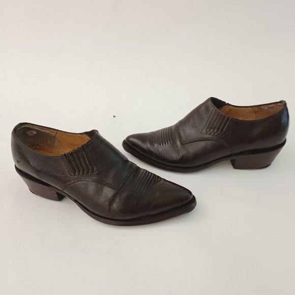 Vintage Shoes Vintage Brown Leather Western Slip On Shoes Size 8